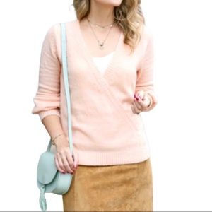 NWT Kensie Blush Metallic Faux Wrap VNeck Sweater